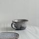 Handmade stoneware coffee set, 6 cups, saucers and sugar bowl, natural tones
