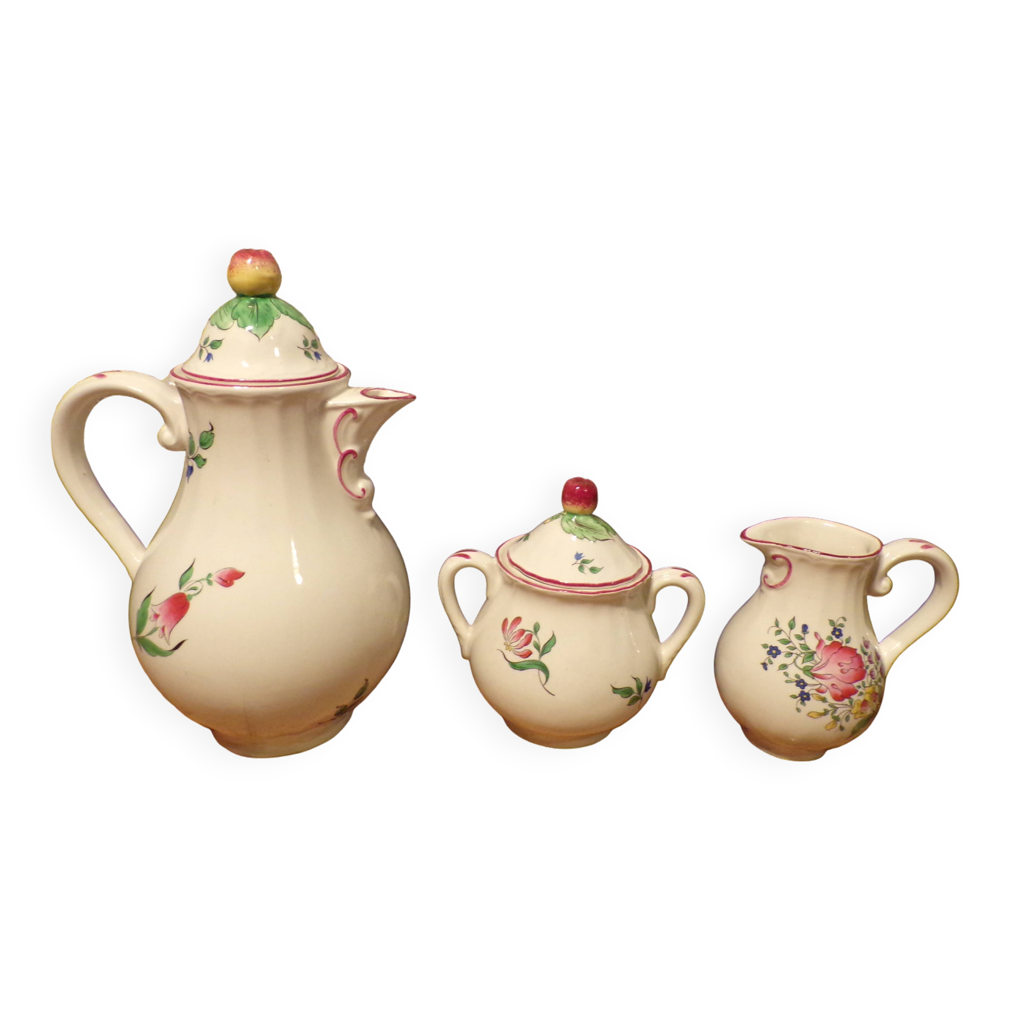 Coffee maker, sugar bowl and milk jug service Lunéville Réverbère
