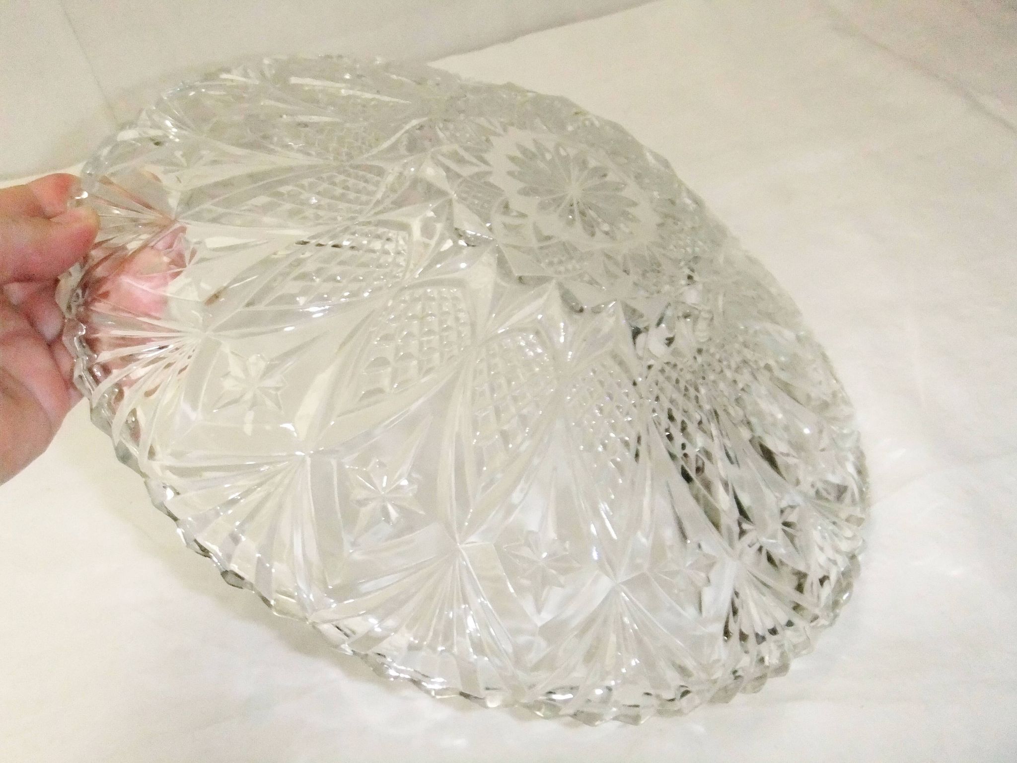 Coupe à fruits cristal taillé corbeille centre de table plat vintage 33cm