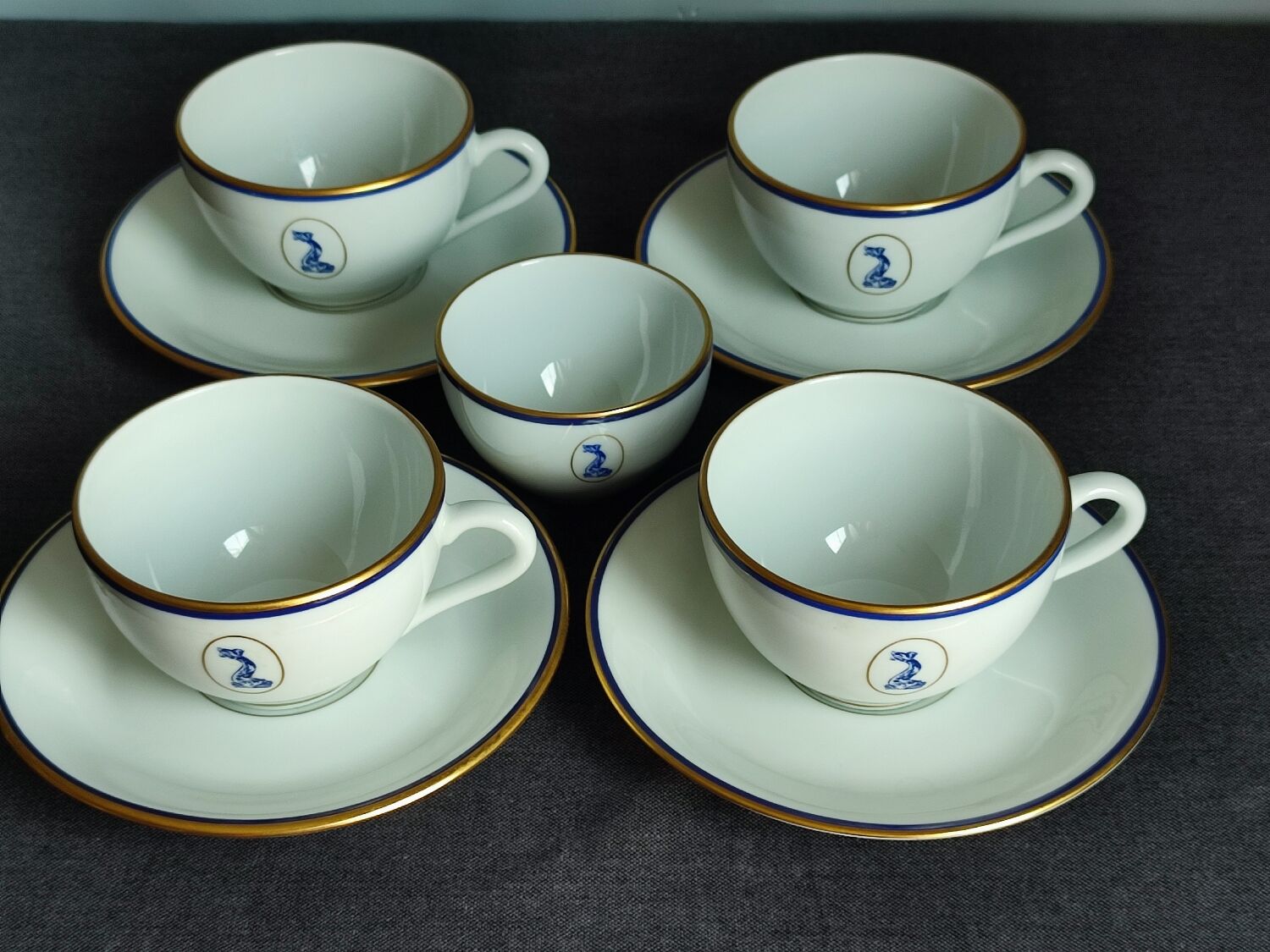 Set of 5 vintage Bernardaud Limoges porcelain cups