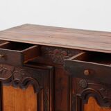 Rare French provincial carved cabinet or buffet with great patina, dated 18