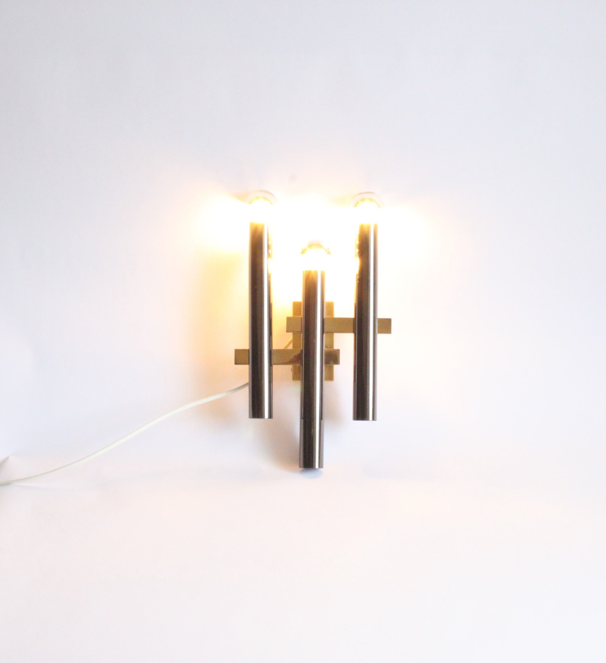 Chrome wall light by Sciolari for Boulanger, Belgium 1970s