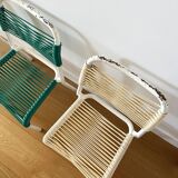 Set of 4 vintage 1960s Scoubidou children's chairs