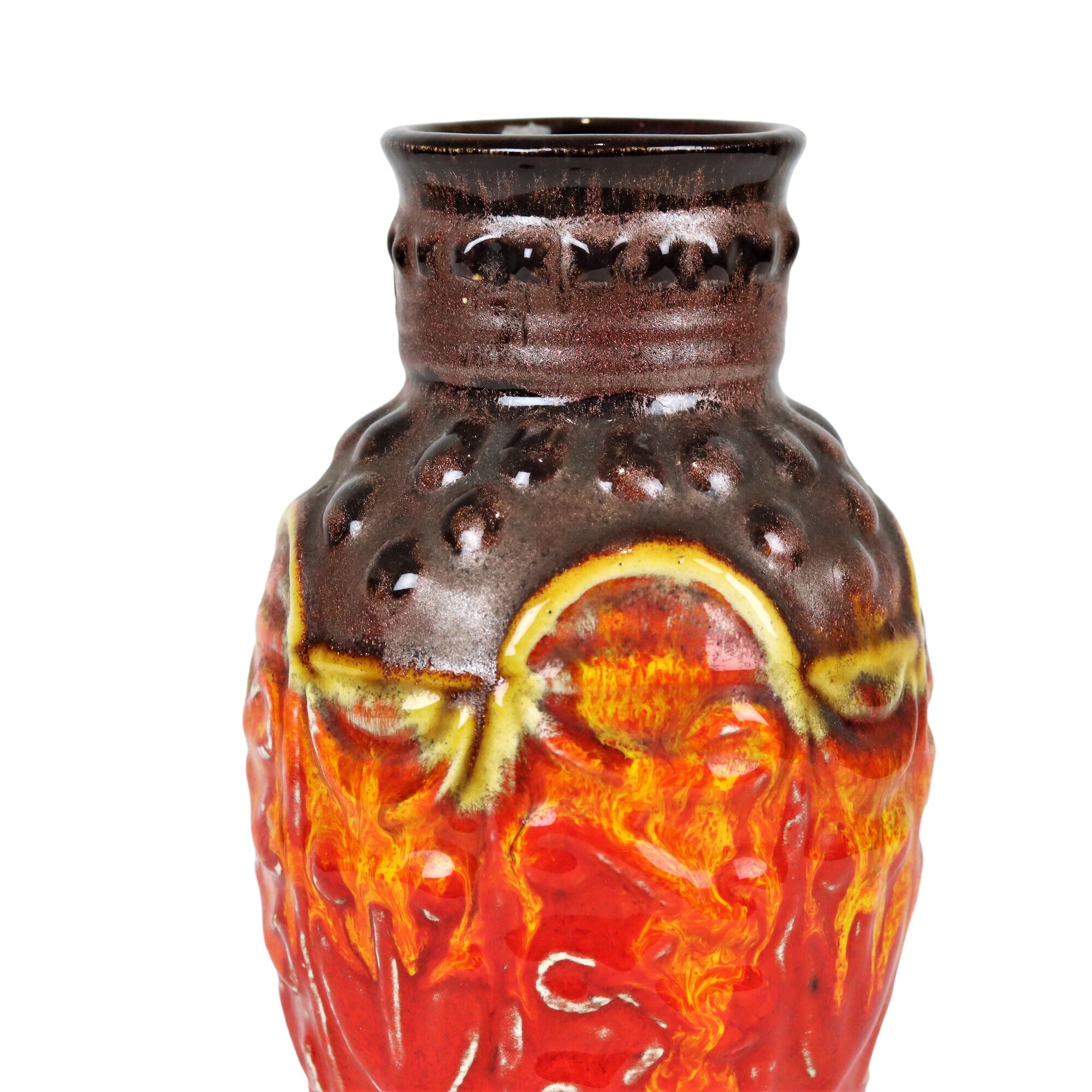Flamed Fat Lava Vase West Germany Bay Red Orange 98-17