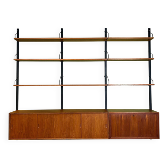Étagère murale modulaire en teck Poul Cadovius, style milieu de siècle, pour Cado