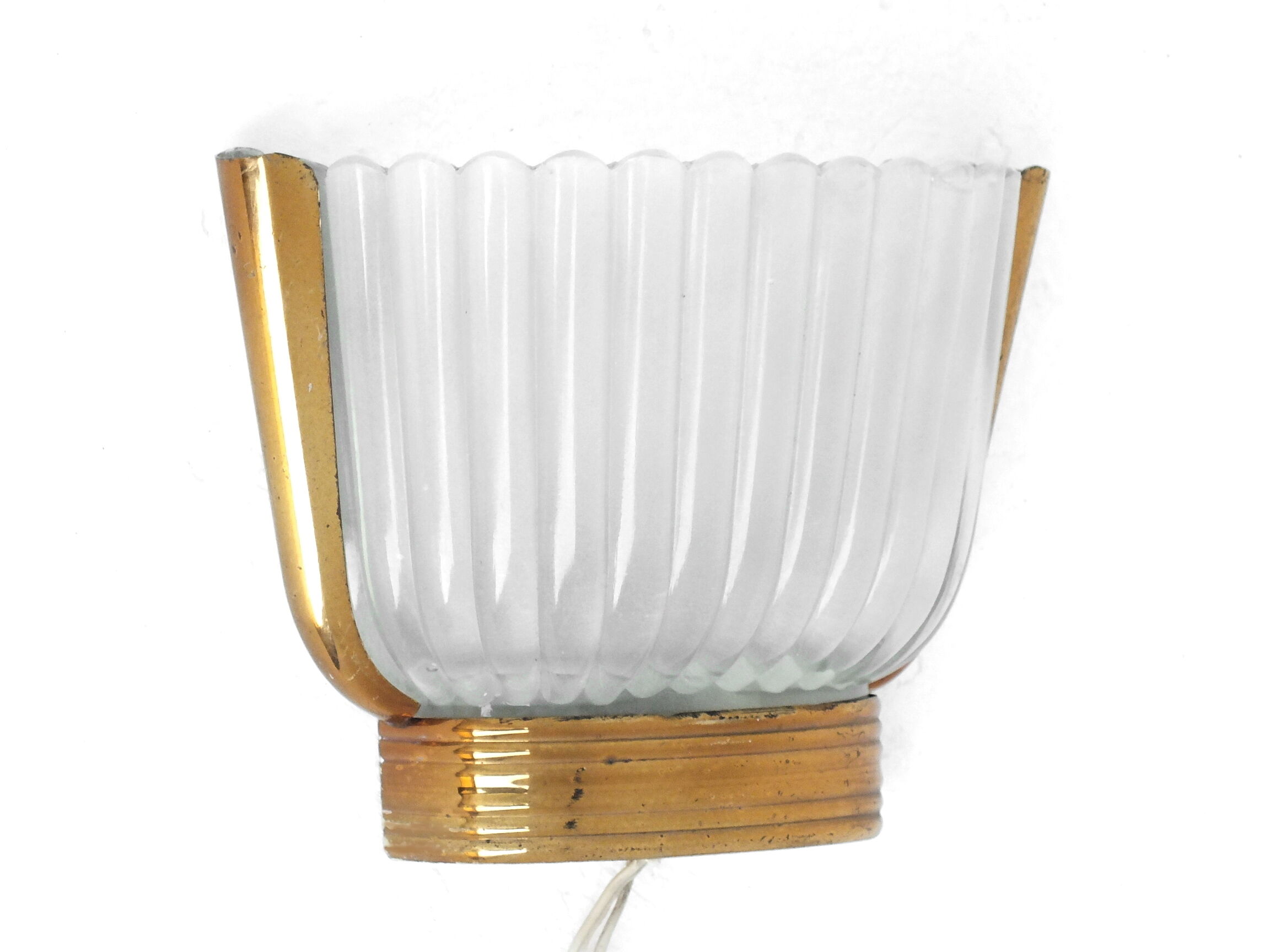 Seguso wall lamp decò years '30 design in glass and brass