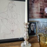 Eglomized mercurized glass candle holder