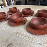 Lot de 6 tasses et soucoupes japonaises en terre cuite
