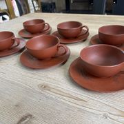 Set of 6 Cups and Japanese Terracotta Saucers