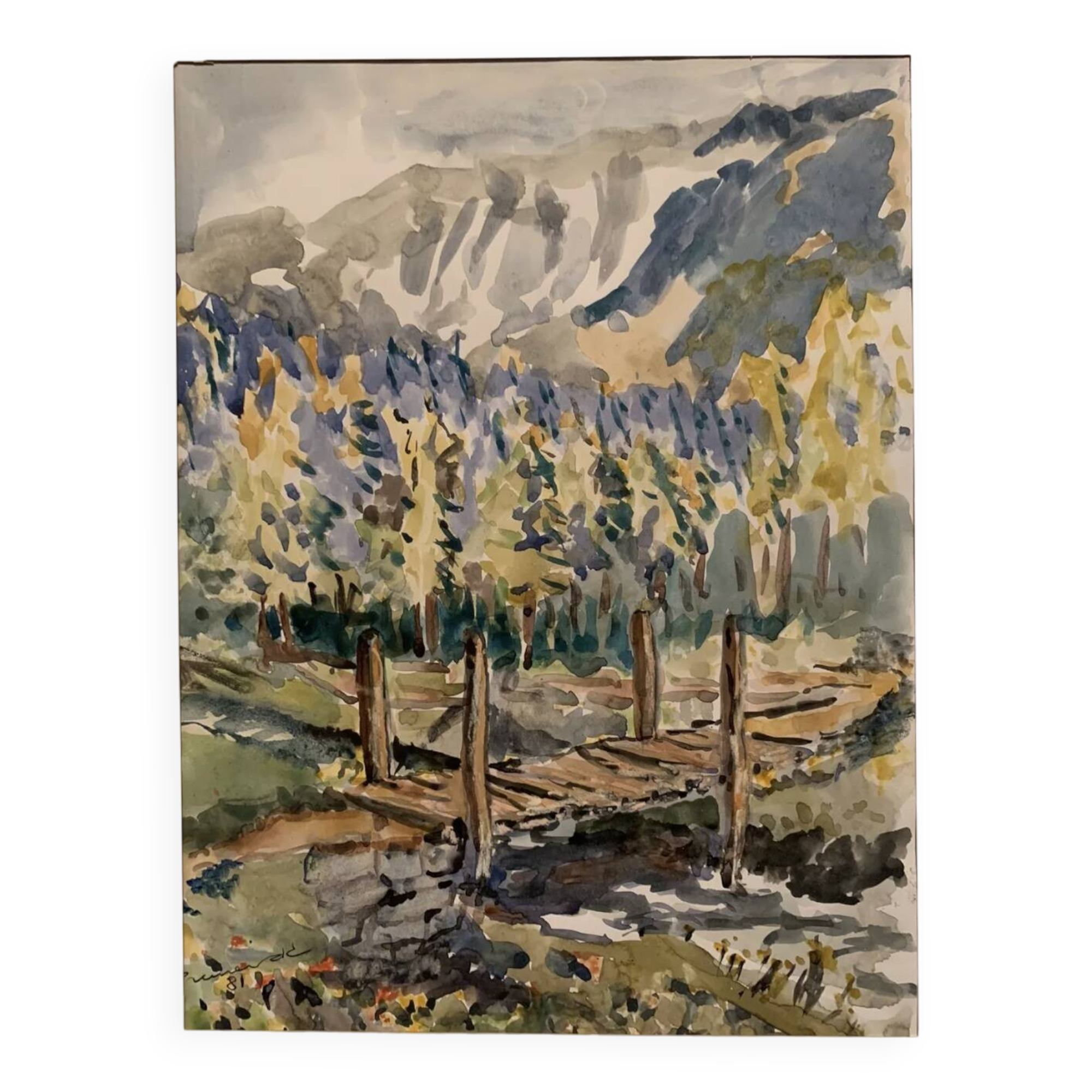 Jean Jacques GRUNENWALD (1911 - 1982) - Gouache - Mountain Landscape