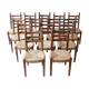 Set of 14 mid-century french rush farmhouse dining chairs
