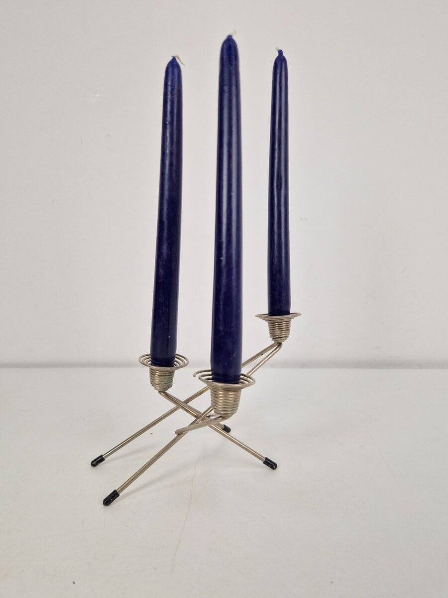 Postmodern Wire Spring Candleholder in Metal, 1980s