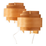 Pair of pine wood wall lamps V327 by Hans-Agne Jakobsson, AB Elysset, 1960s