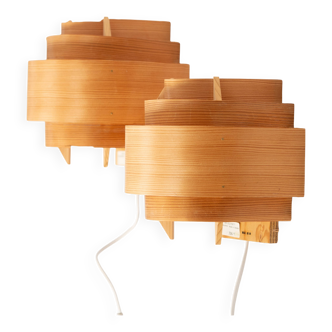 Pair of pine wood wall lamps V327 by Hans-Agne Jakobsson, AB Elysset, 1960s