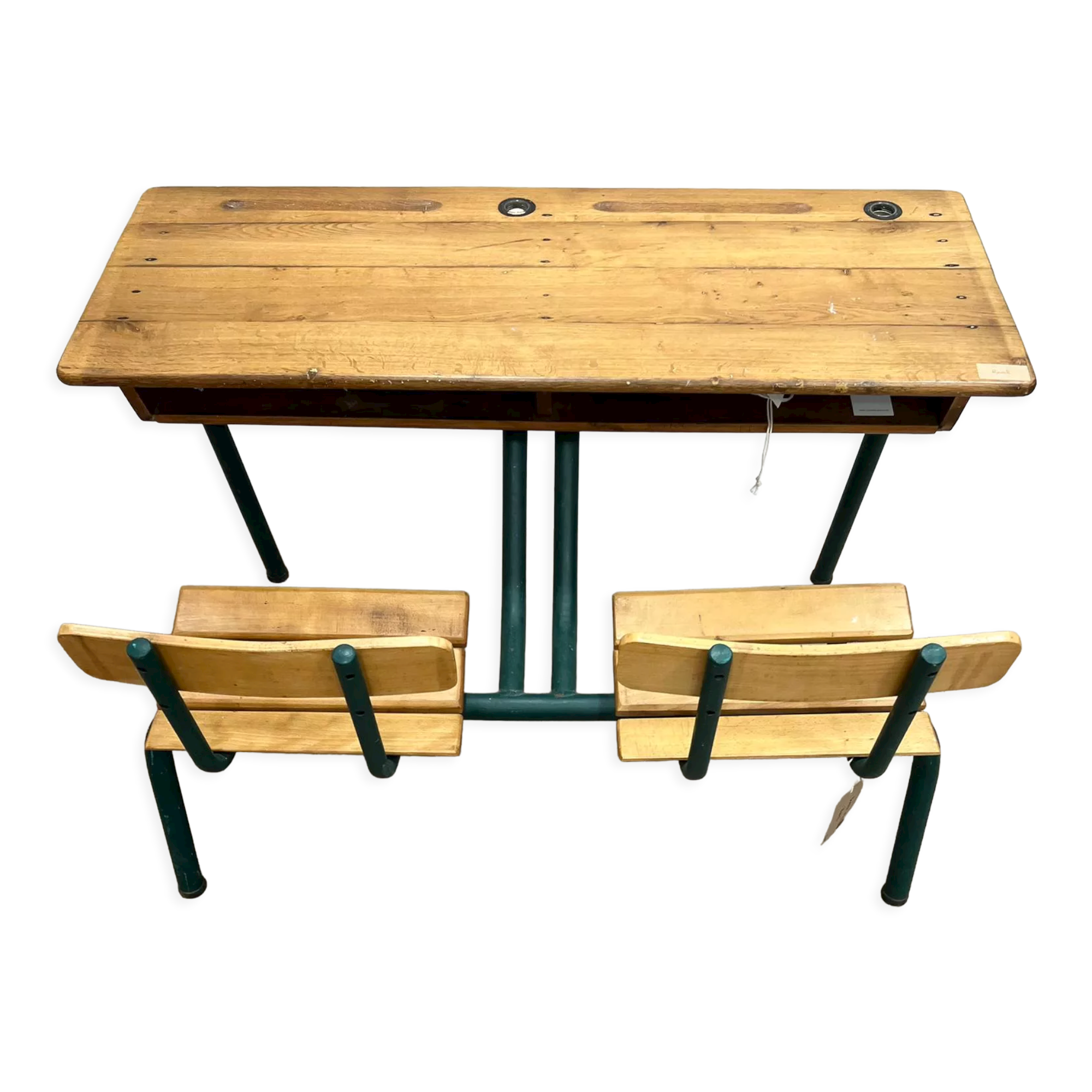 Old-fashioned double school desk