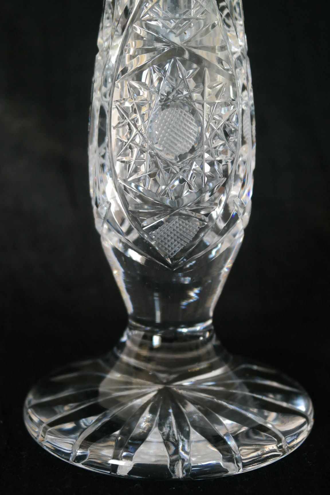 Bohemian crystal soliflore vase hand-cut