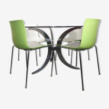 Table & et 4 chaises de Gastone Rinaldi, Arper
