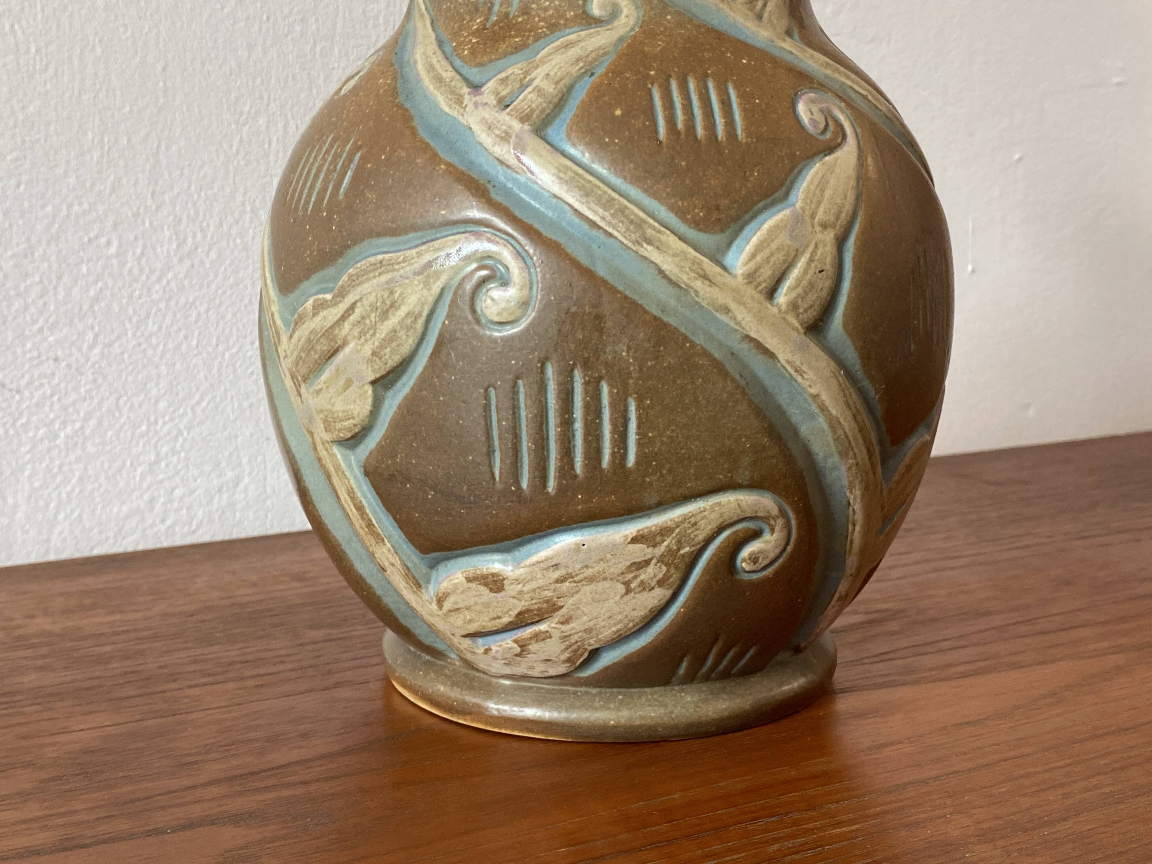 Imposing enamelled stoneware vase Mougin Nancy by Legrand - Art Deco