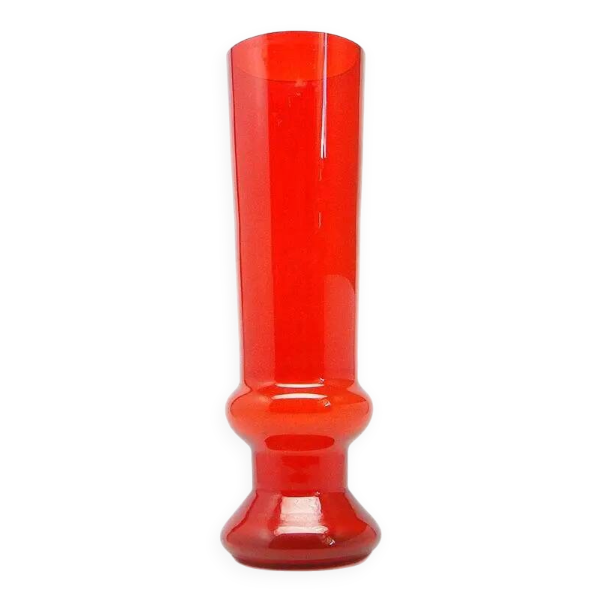 Postmodernist vase, red glass, Poland, 1970s