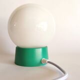Vintage white opaline living room bedside desk lamp "Green and lavender"