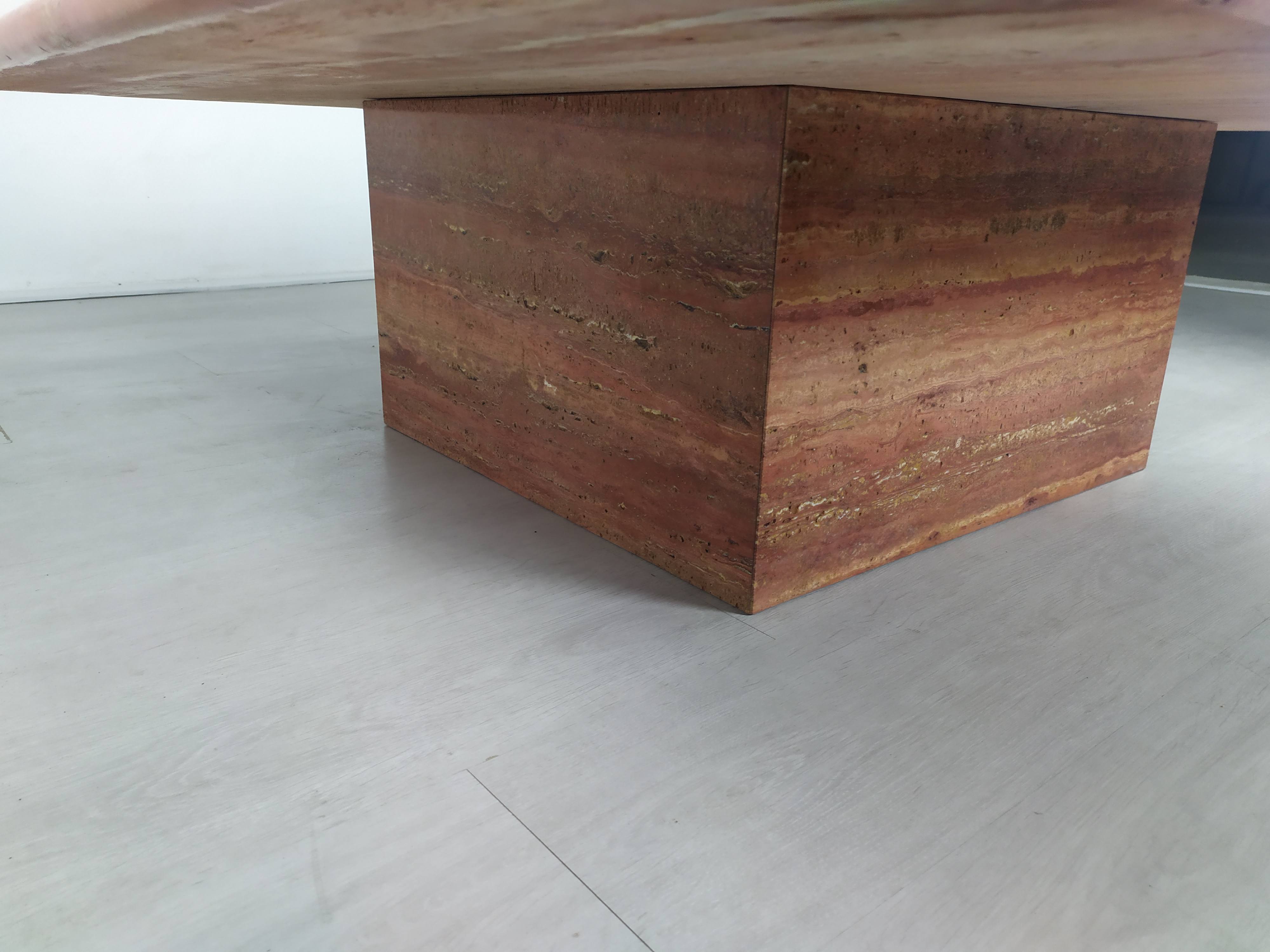 Travertine coffee table red design