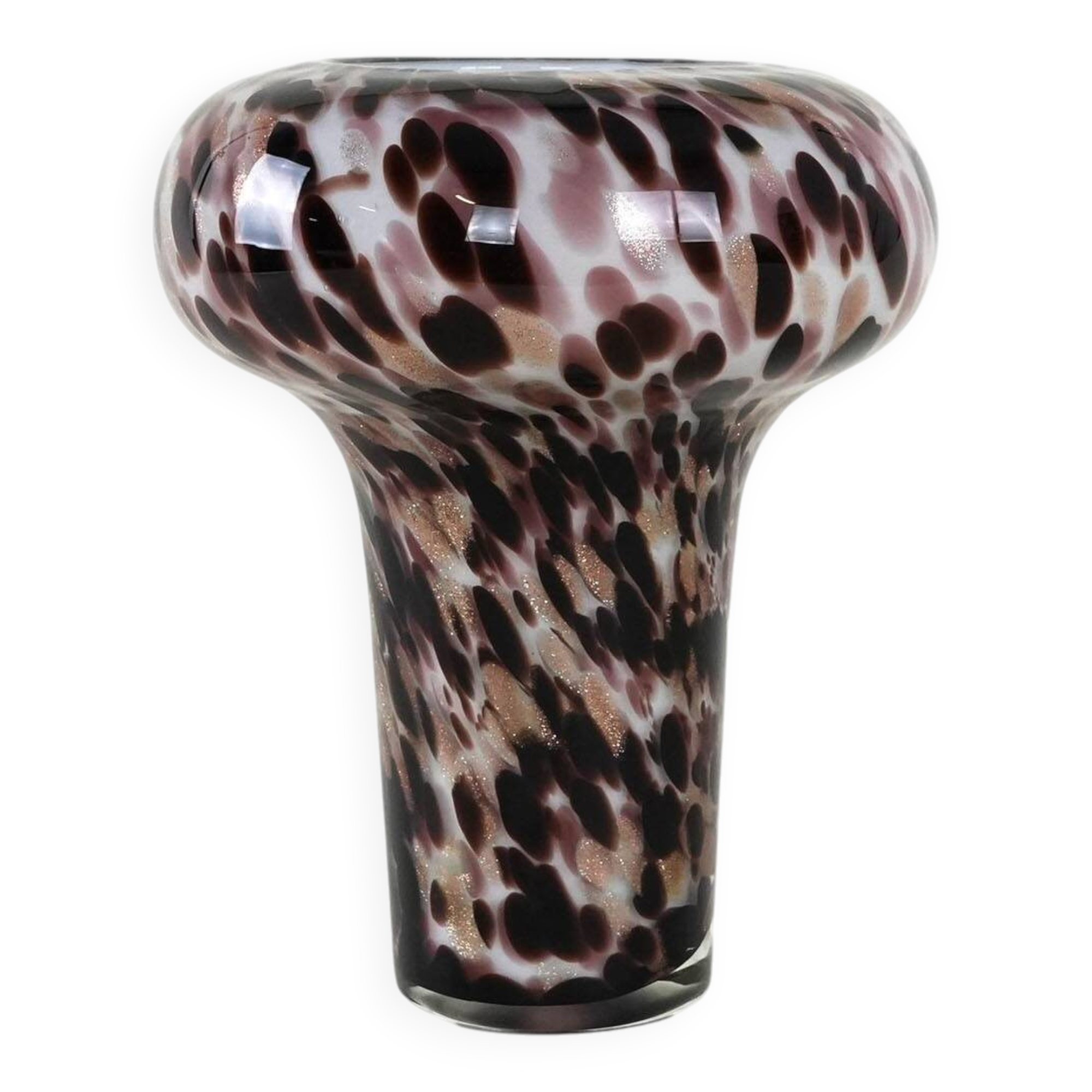 Glass leopard print vase, Italian design, 1970s, made in Italy