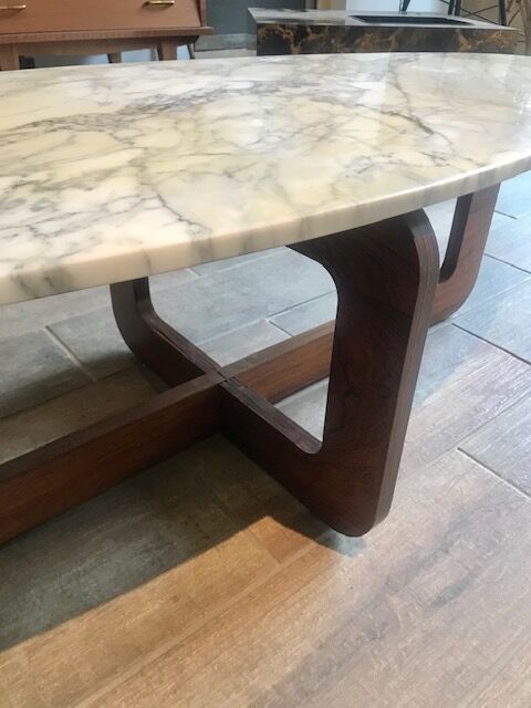 Marble and wood coffee table