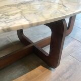 Marble and wood coffee table