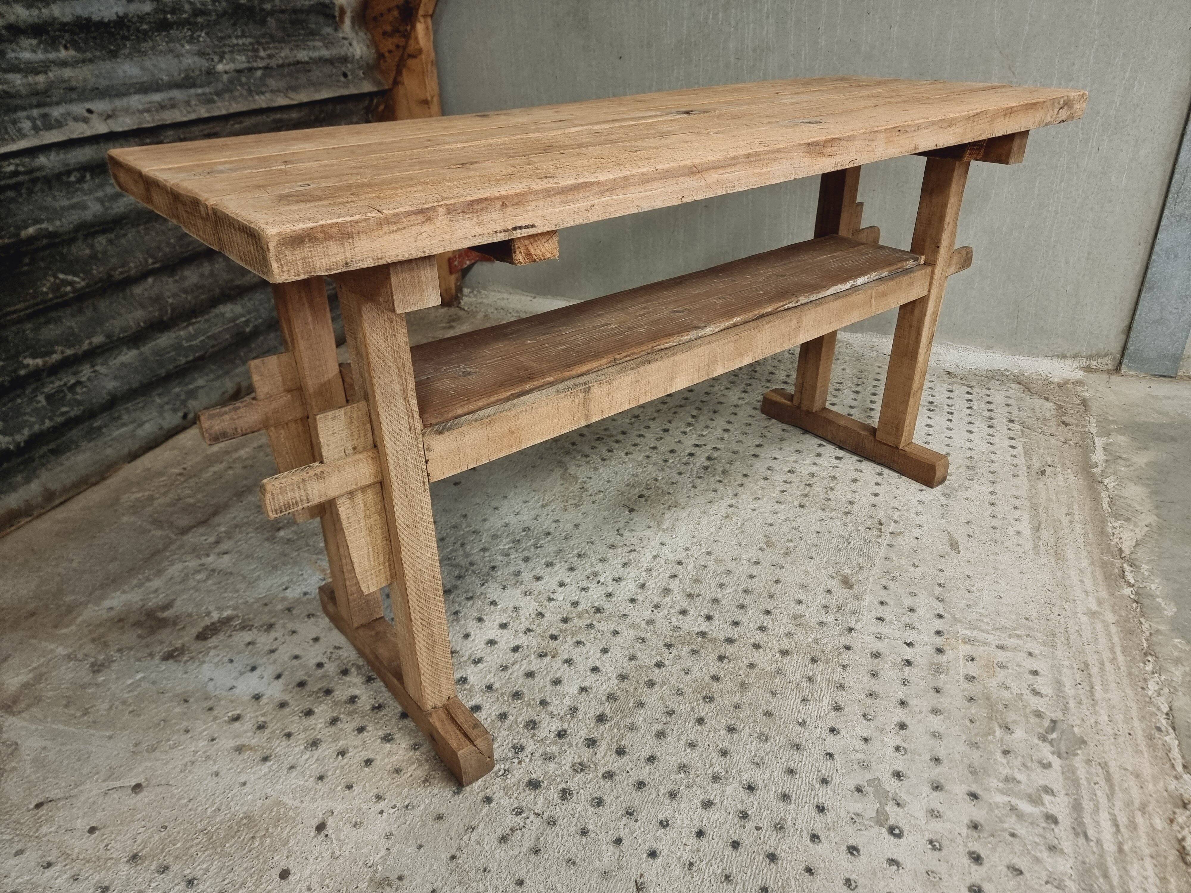 Old workbench side table bathroom furniture oak/beech 60x160cm