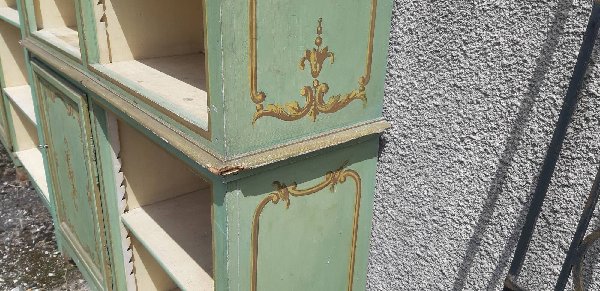 2 library furniture ceruse wood green and gold