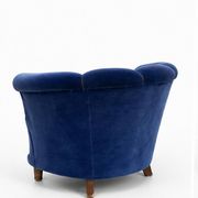 Swedish modern lounge chairs, clam shaped, 1940s Scandinavian design