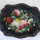 Bohemian and folk this metal tray painted with multicoloured flowers painted hand, russian vintage