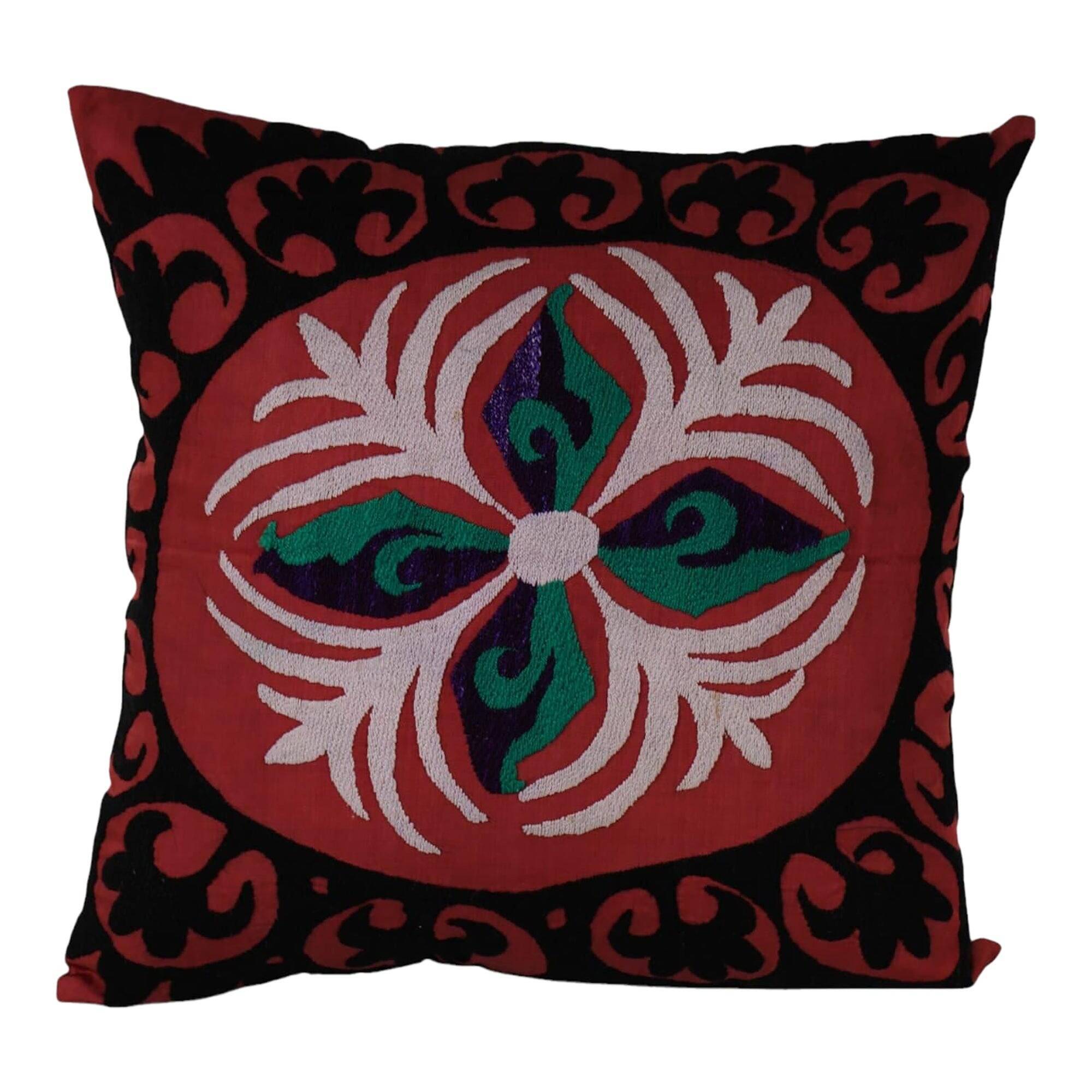 Housse de coussin brodée vintage 51x51 cm