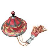 Wicker and leather hat