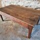 Table basse ancienne en chêne français – Table de ferme rustique du XIXe siècle avec tiroir et panneau de rangement coulissant, vers 1850