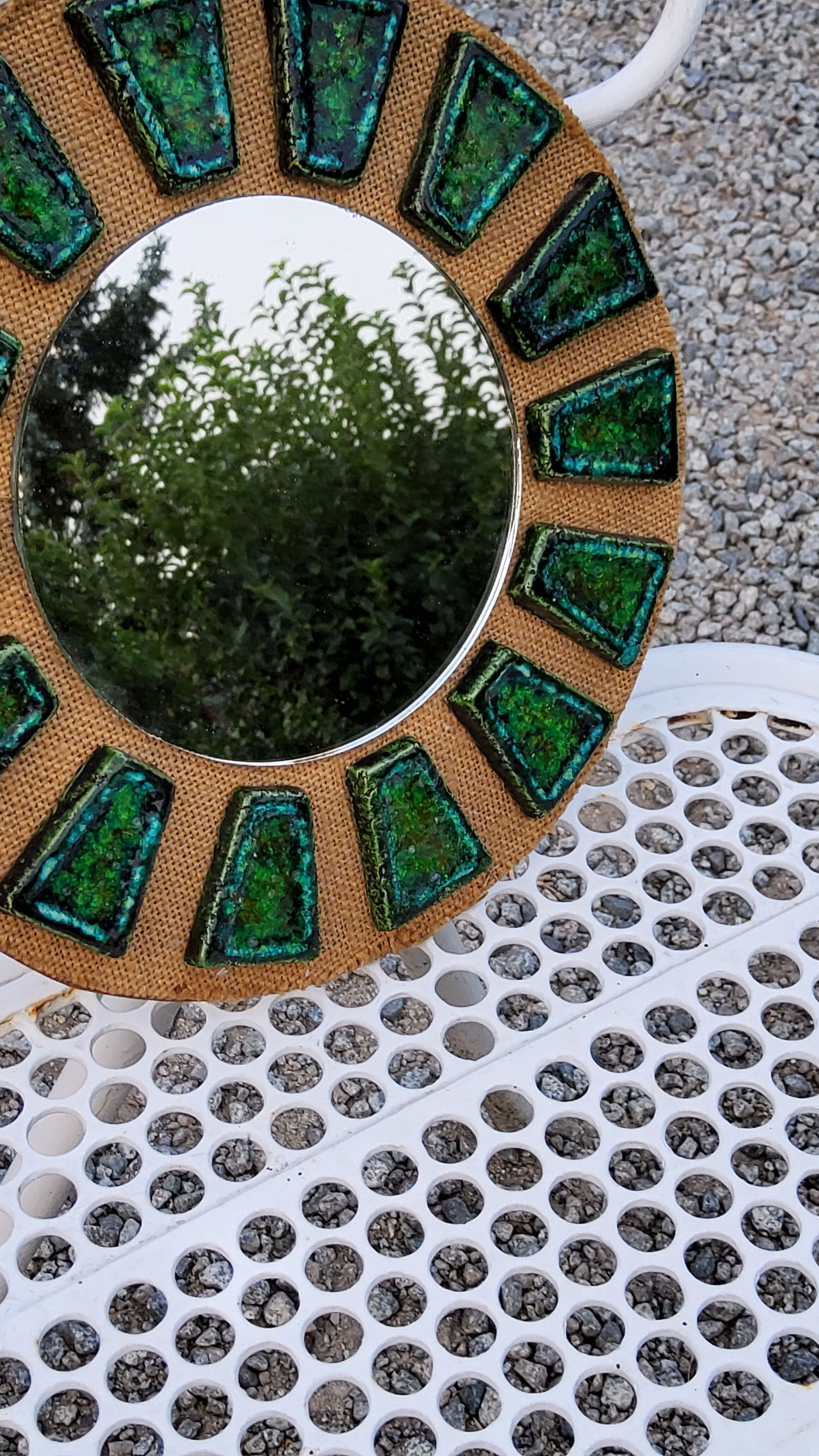 Miroir soleil en céramique des années 70