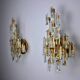 Pair of oscar torlasco wall lamps, triedri glass, italy, 1970