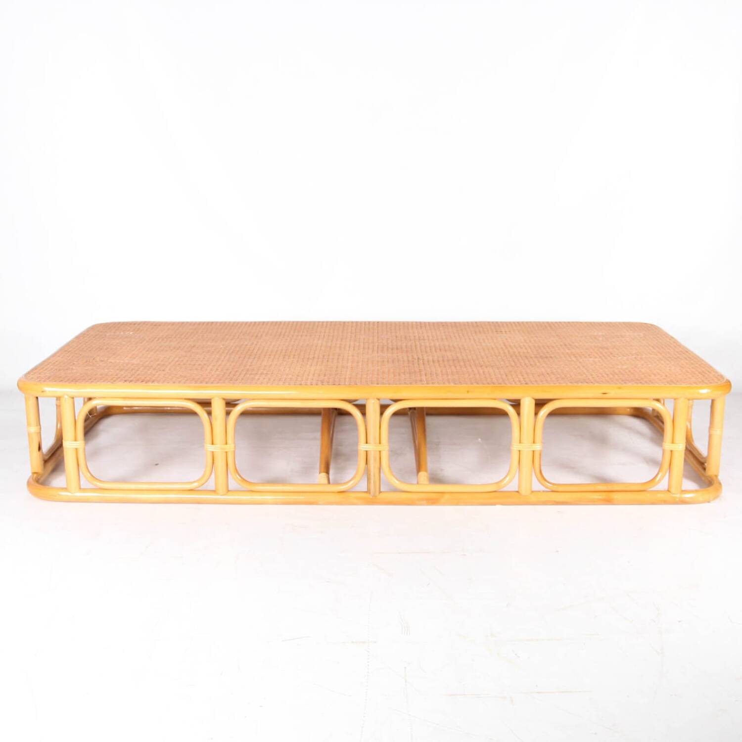 Large rattan and cane coffee table