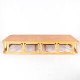 Large rattan and cane coffee table