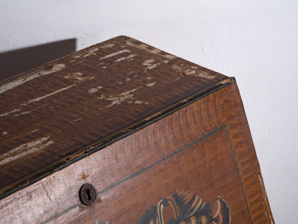 Swedish drop-leaf desk, antique – Scandinavian folk furniture – year 1783