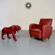 Vintage red faux leather Art Deco club chair from the 1940s/50s.