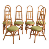 6 Italian high chairs in bamboo and rattan from the 1960s.