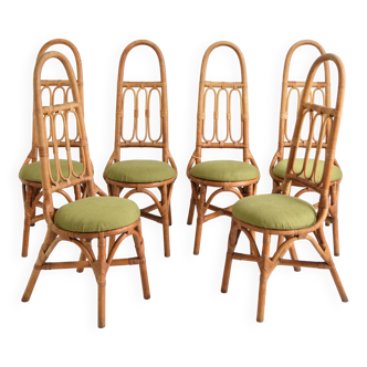 6 Italian high chairs in bamboo and rattan from the 1960s.