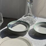 Set of 8 antique turquoise deep plates with a gold rim D22.5