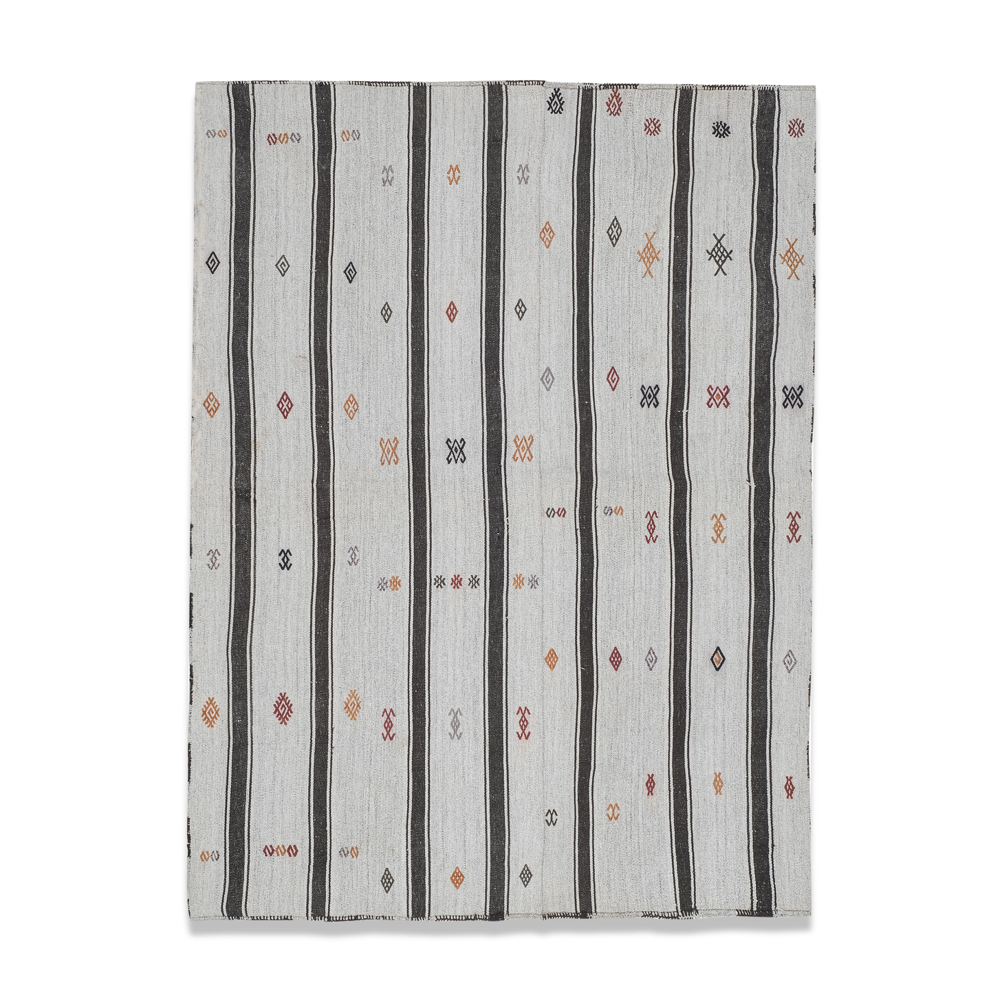 Vintage undyed wool goat hair turkish kilim rug 5' x 6'11''