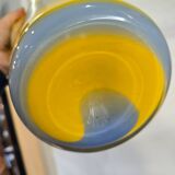 Alicja blown glass vase – Yellow and grey stripes – Free form – H.31 cm
