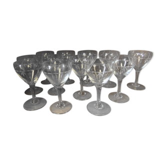 Set of 12 identical stemmed glasses