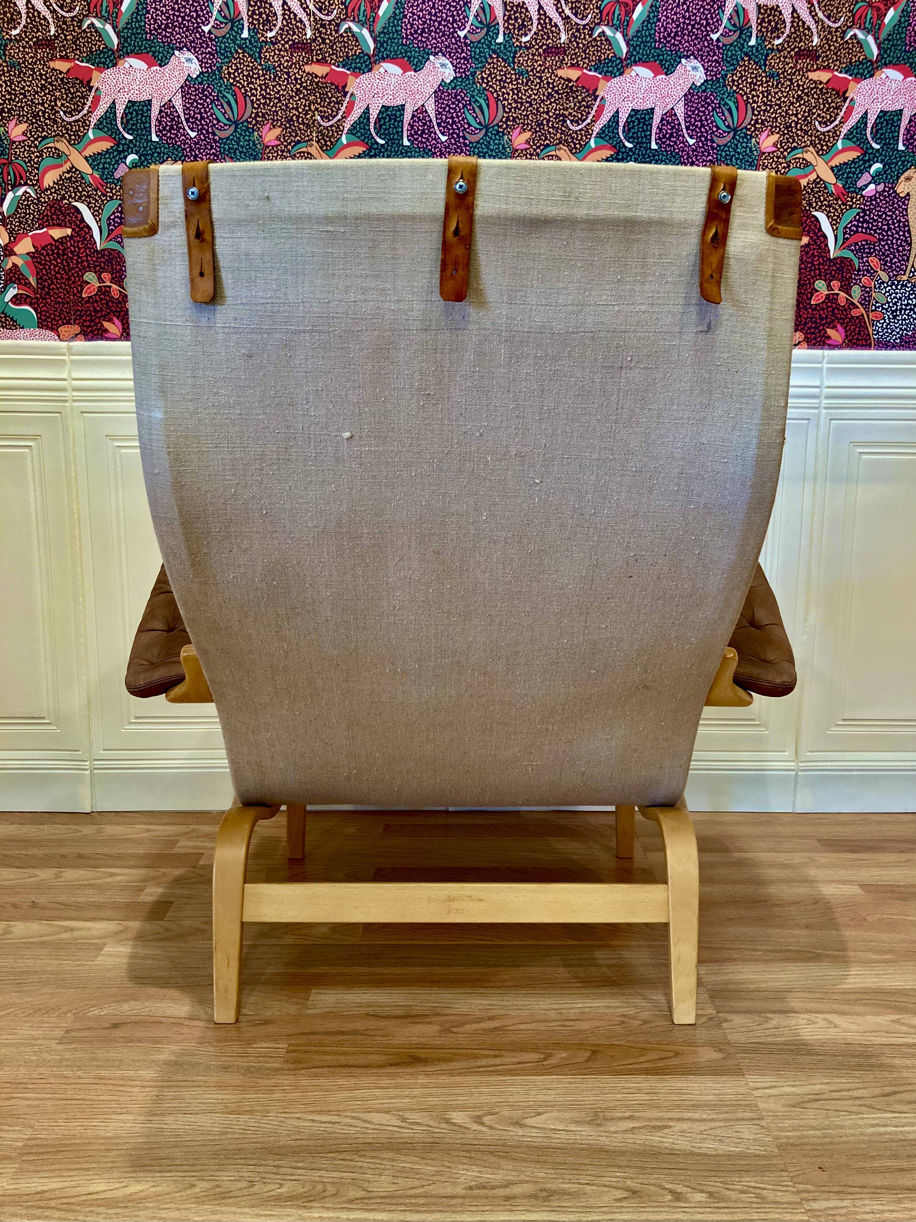 "Pernilla" armchair leather "Bruno Mathsson" 1960.