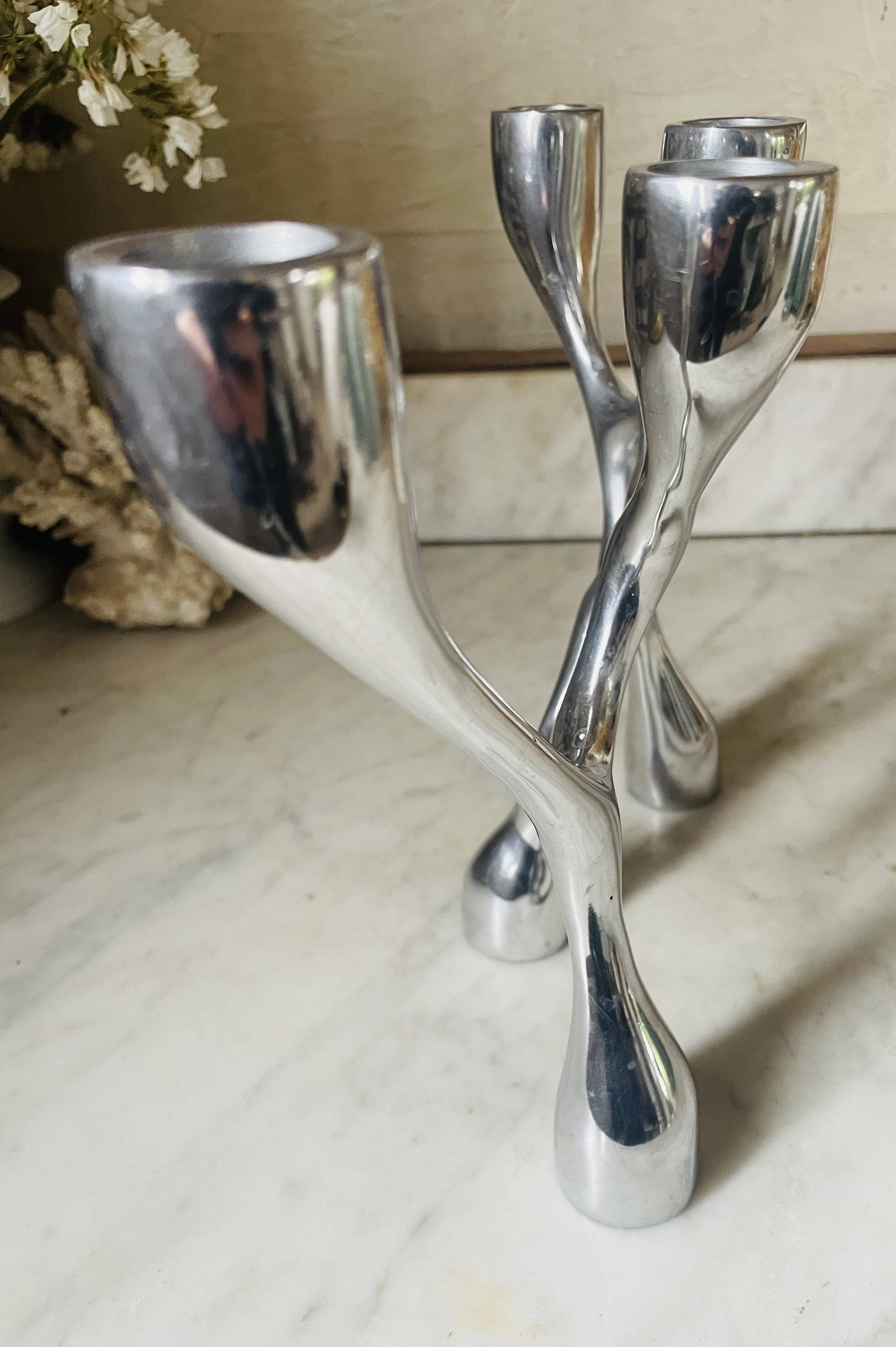 Vintage aluminium cast iron candlestick