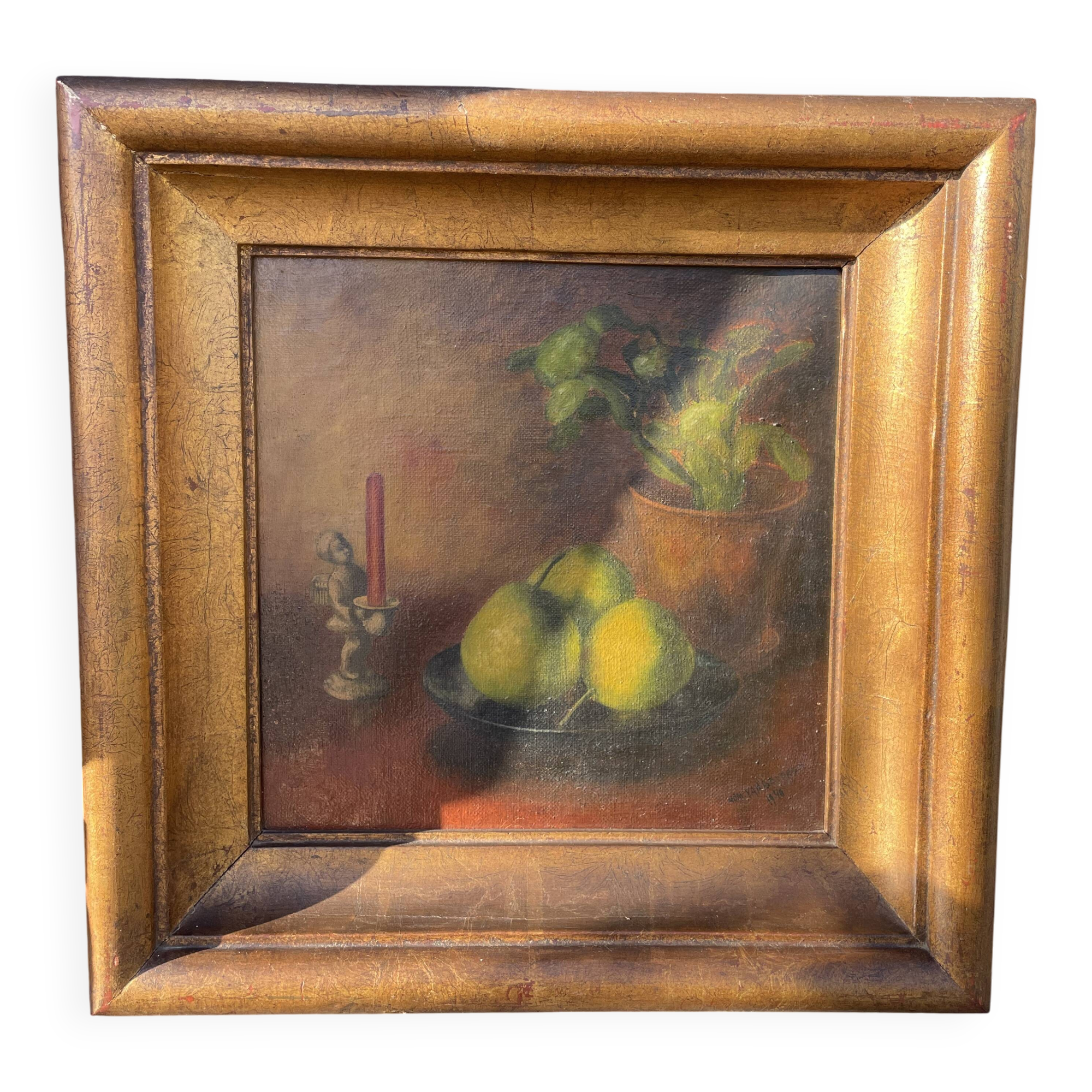 Still life with three apples, oil on canvas, 1940